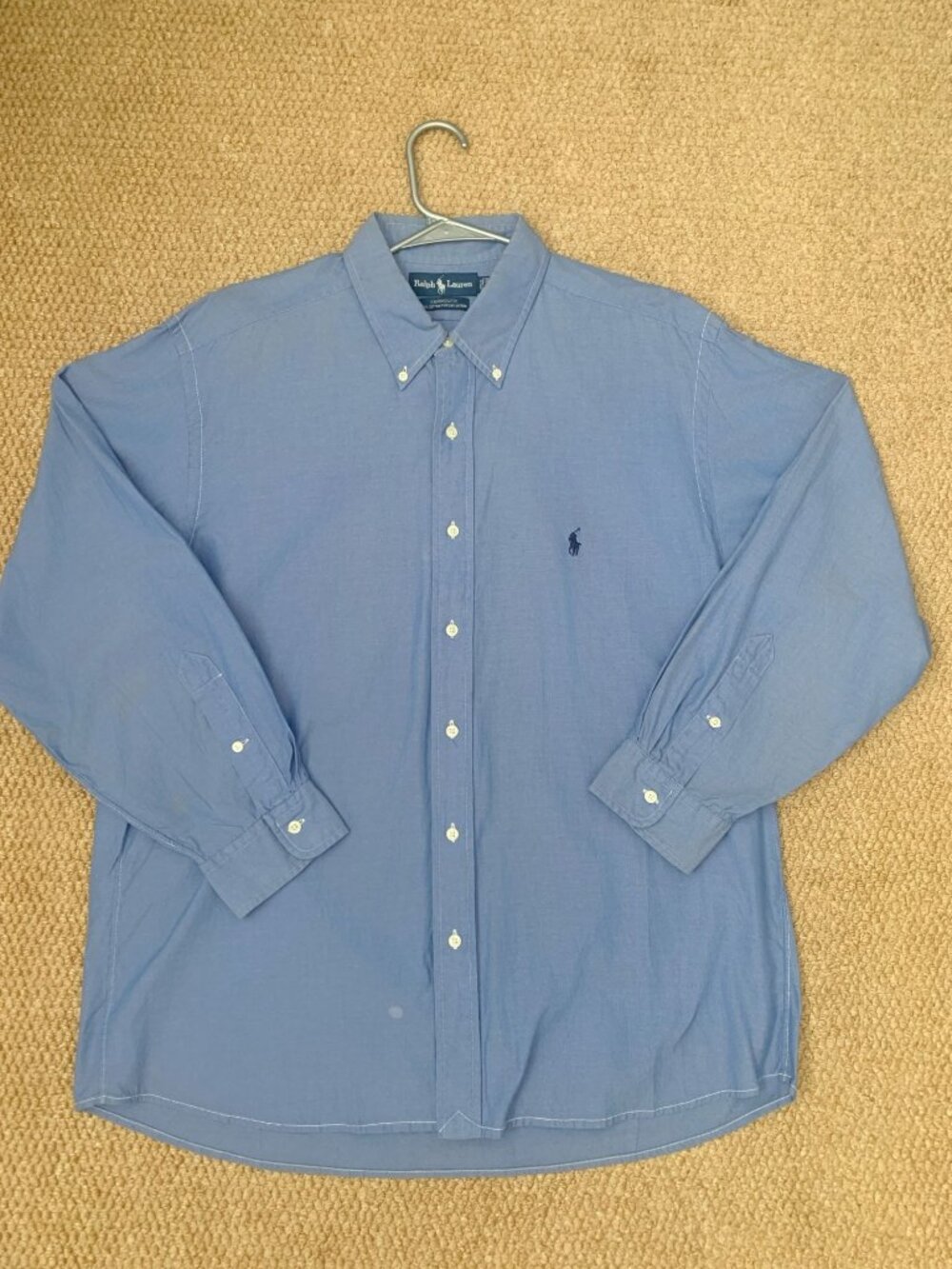 Ralph Lauren Yarmouth Oxford Button Down Shirt Blue 100% Cotton 17.5 34